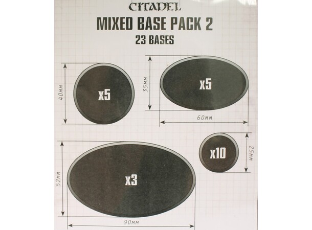 Citadel Mixed Base Pack 2 – 23 stk baser Rund 25+40 mm, oval 60x35+90x52 mm 